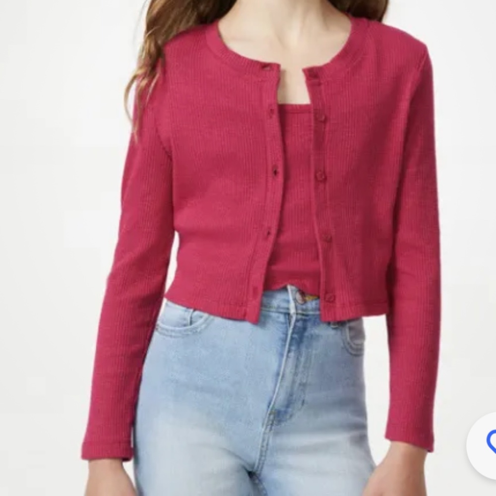 Free Assembly Girl’s Cropped Tank Top and Cardigan Set Sangria Size 18 NEW